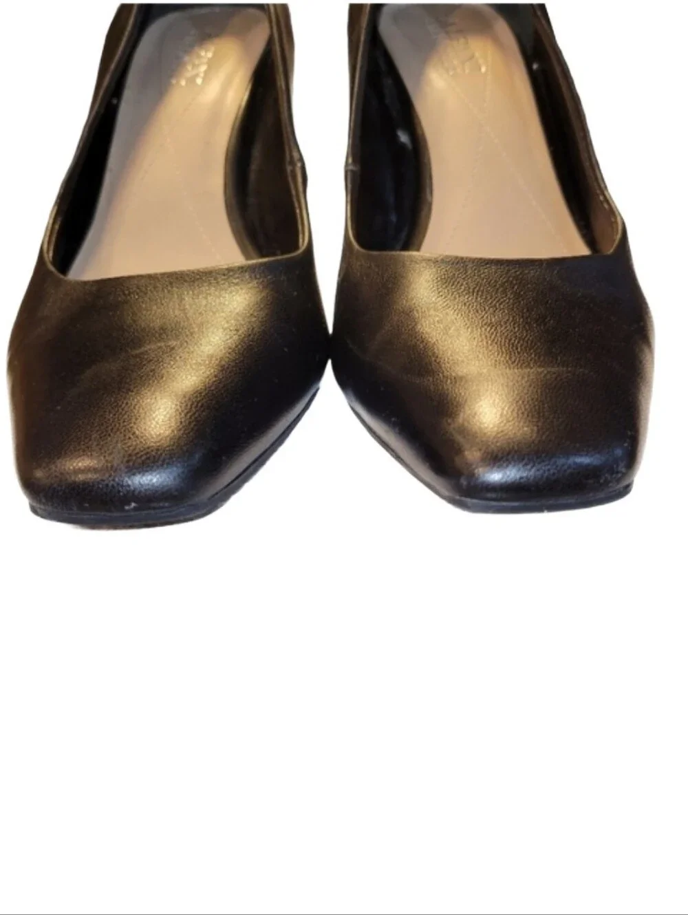 Alfani Tarah Black Leather Square Toe Pumps Step N Flex Comfort Size 8.5